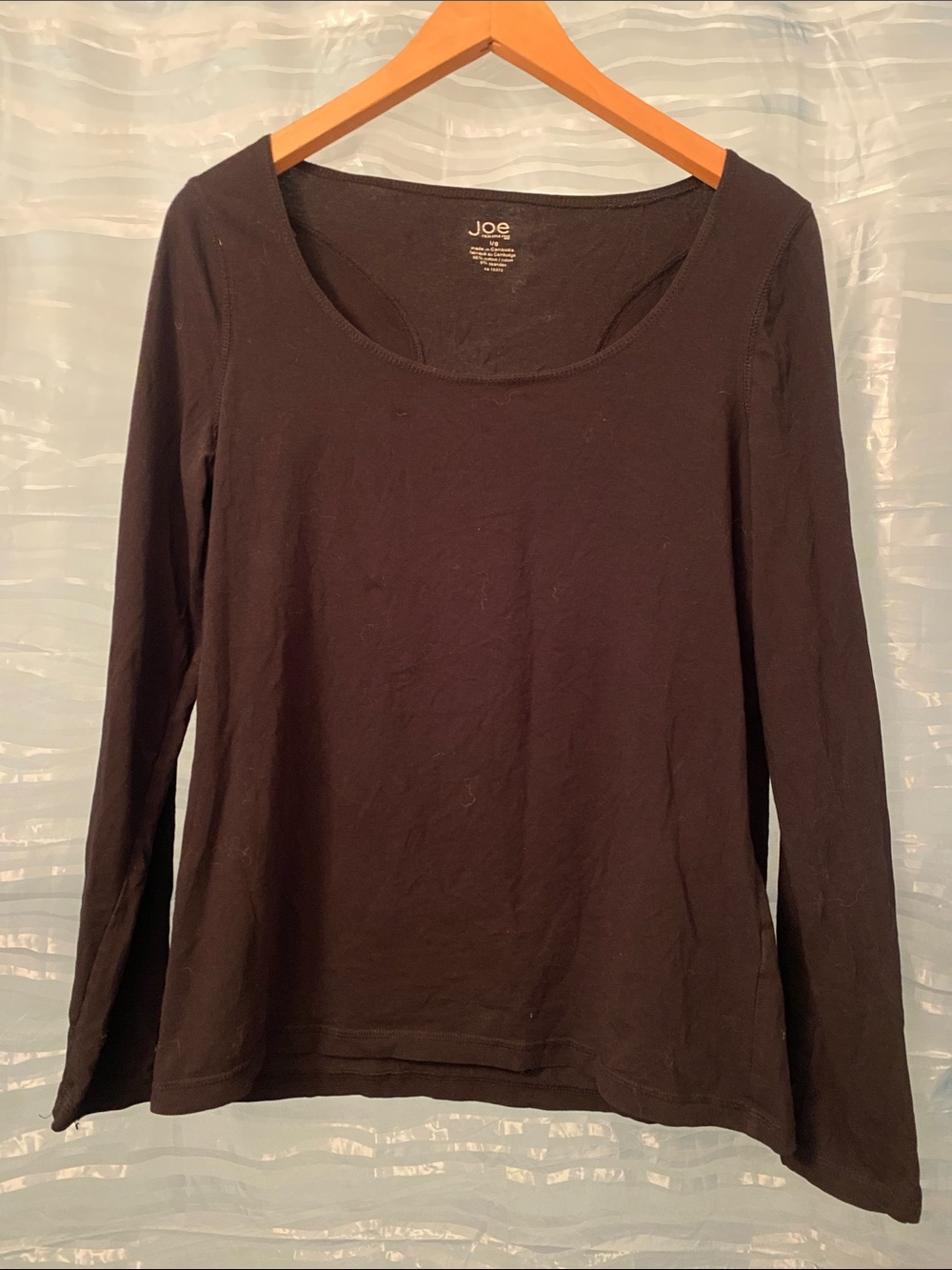 Women’s Joe Fresh Large Scoop Neck Long Sleeve Top - Black